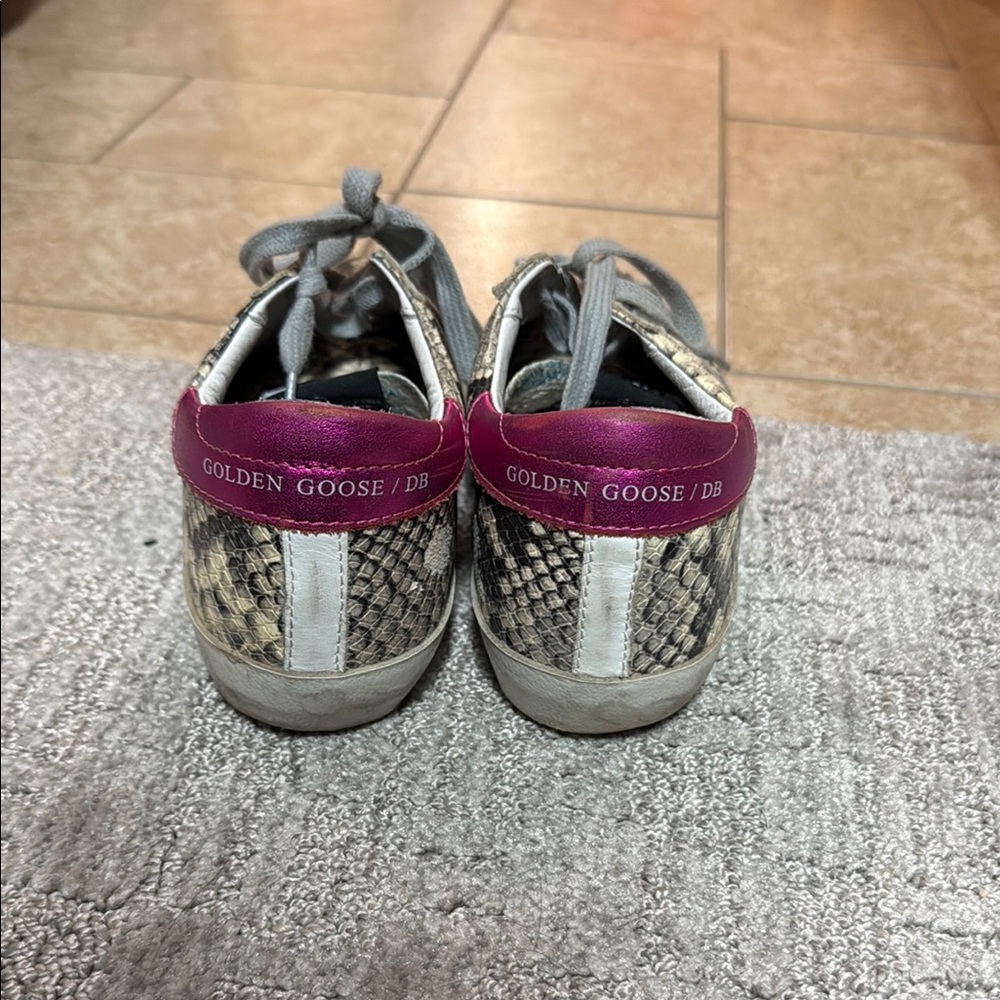 Golden Goose Women's Snakeskin Sneakers with Pink Accents - Picture 3 of 6